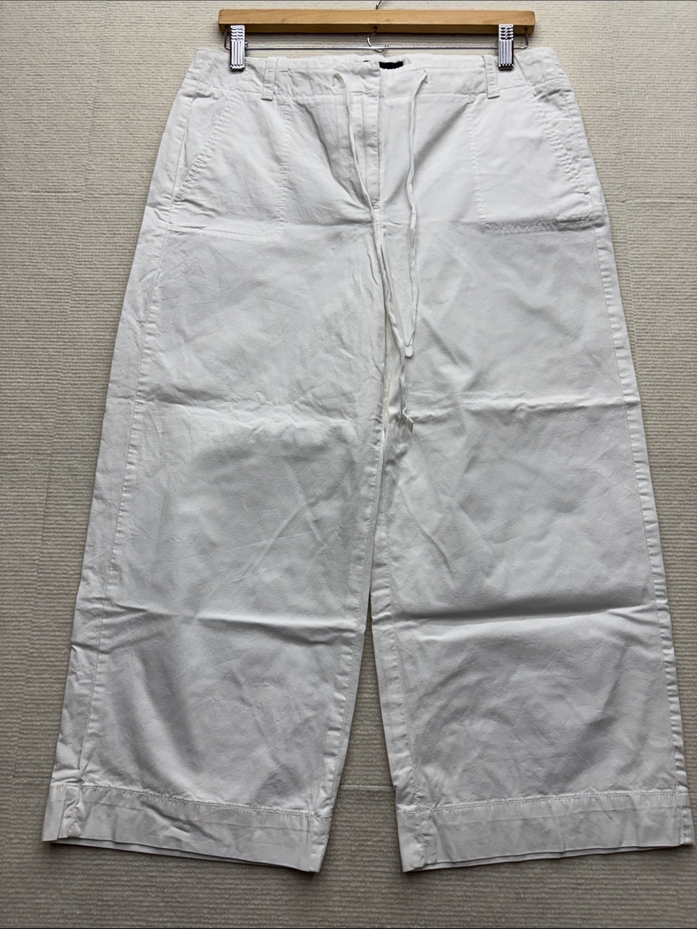 Talbots White Wide-Leg Drawstring Pants 10
